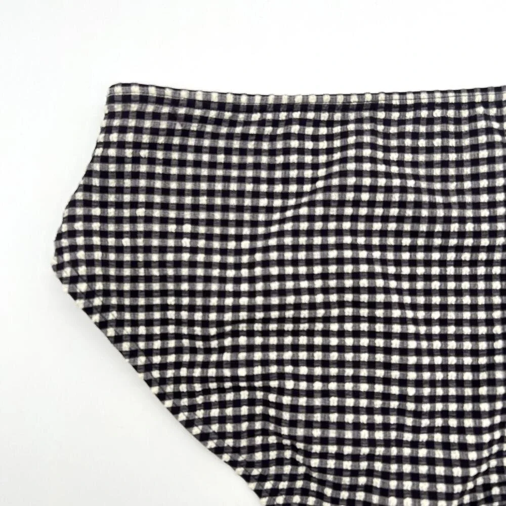 KATE SPADE High Waist Bikini Bottom Women Medium Black Gingham Seersucker Swim